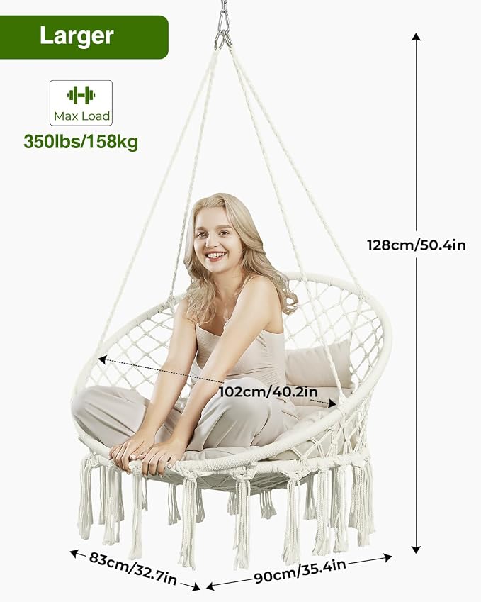 Greenstell Hammock Chair, Macrame Swing Chair - Image 5