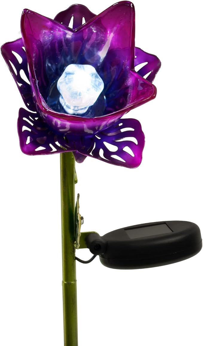 Crosslight Glass Flower Solar LED Waterproof Outdoor Garden Stake - Image 7