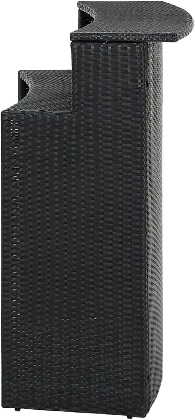 Festnight Garden Bar Table Black Rattan 47.2"x21.7"x43.3" Poly - Image 5
