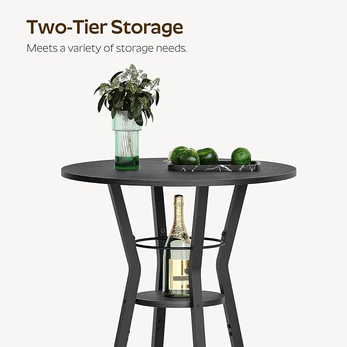 Bar Table, 2-Tier Round High Top Table, Pub Table, Home Bar Counter Height - Image 4