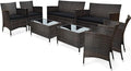 COSTWAY 8PCS Rattan Patio Furniture Set, Outdoor Wicker Rattan Chairs by COSTWAY