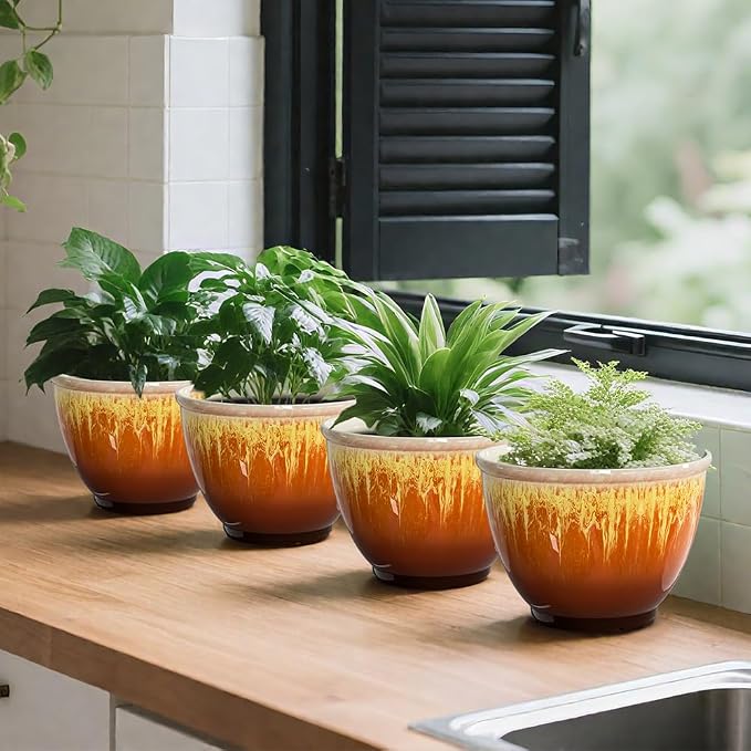 4 Pack Plastic Plant Pots Indoor - Image 6