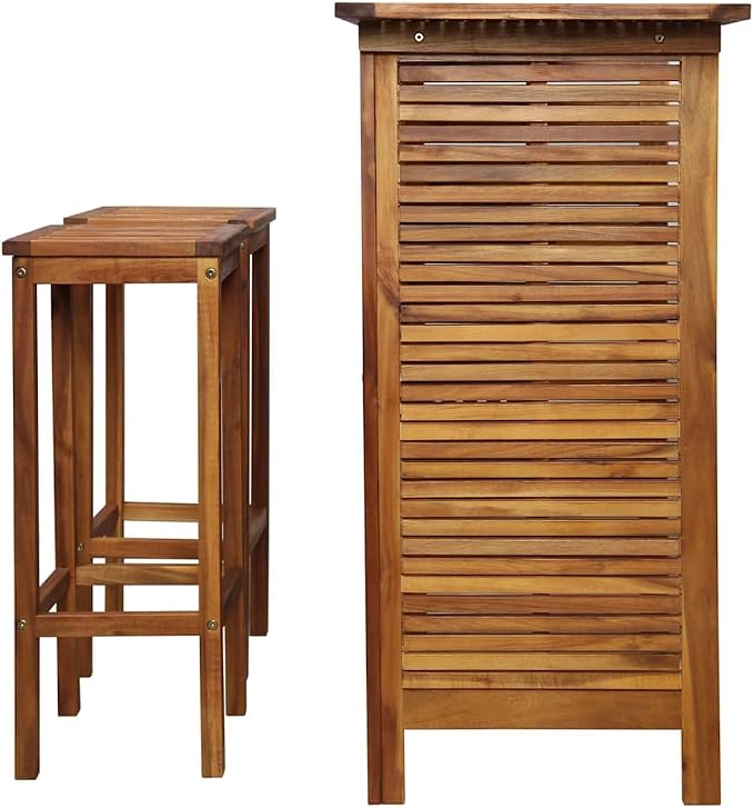 vidaXL Bar Table and Chair Set 3 Piece, Dining Table Set - Image 6