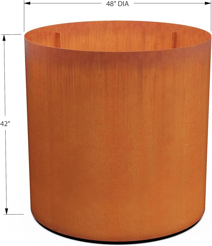 PLANTERCRAFT Corten Steel Metal Planter Box, Round Sizes, Modern Garden Steel - Image 5
