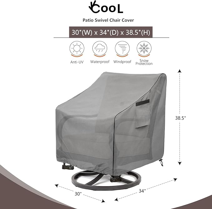 okcool Patio Swivel Chair Cover 4 Pack, Waterproof Heavy Duty Outdoor Chair - Image 2