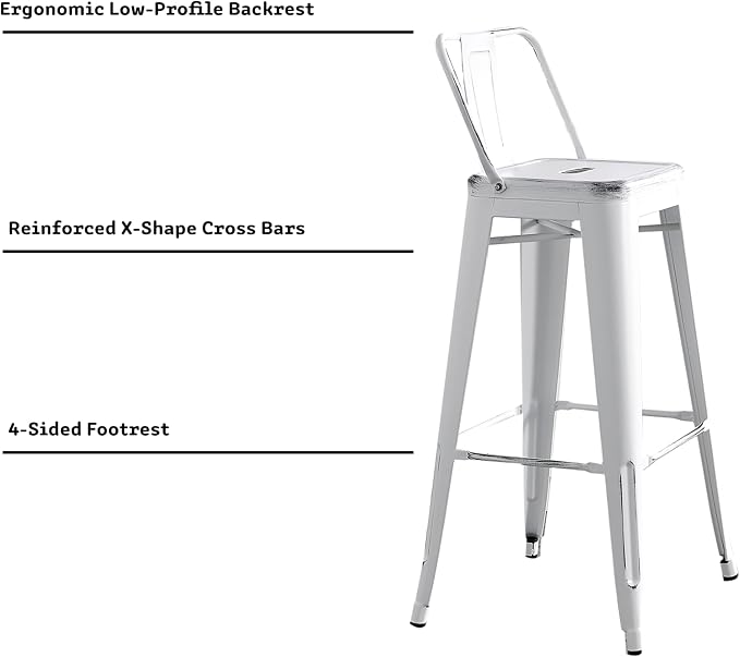 AC Pacific 30” Metal Barstool Set of 2 – Country Rustic Style - Image 5