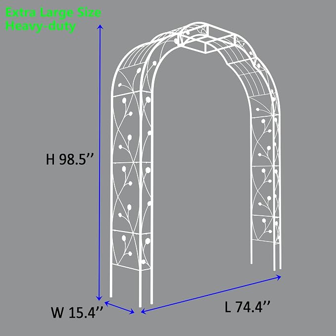 Metal Garden Arch 98.4" H Garden Arbor Trellis - Image 2
