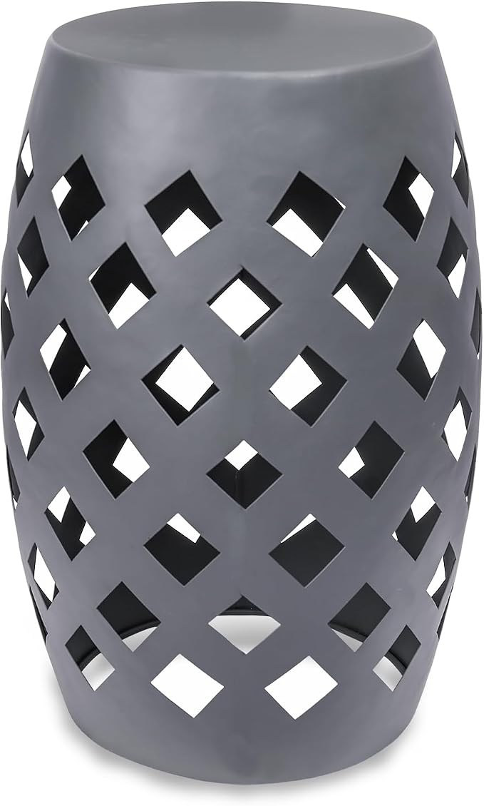Vipush Outdoor Lace Cut Iron Side Table, Patio Garden Stool Coffee End Table by Vipush