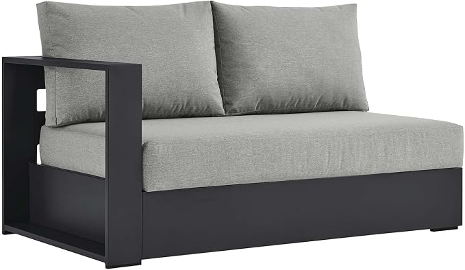 Modway Tahoe Aluminum Modular Left-Facing Outdoor Patio Loveseat Gray - Image 3