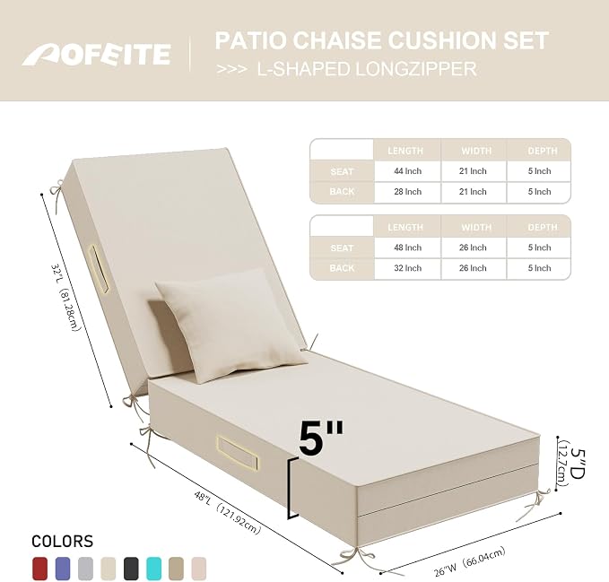 Outdoor Water-Resistant Olefin Chaise Lounge Cushions - Image 3