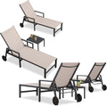 PURPLE LEAF Patio Chaise Lounge 4 Pieces Aluminum Recliner Chair by PURPLELEAF