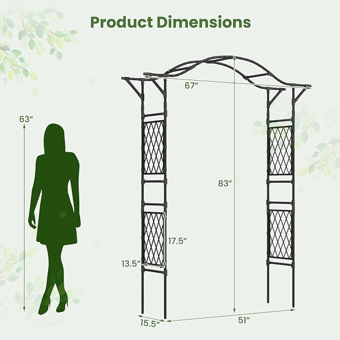 Giantex Garden Arch Trellis, Decorative Wedding Arch - Image 6