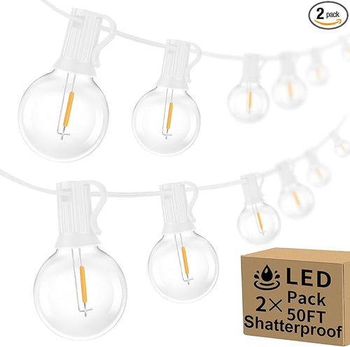 100ft Outdoor G40 LED Globe String Lights Dimmable Shatterproof Waterproof by BestChoiceforYourLife