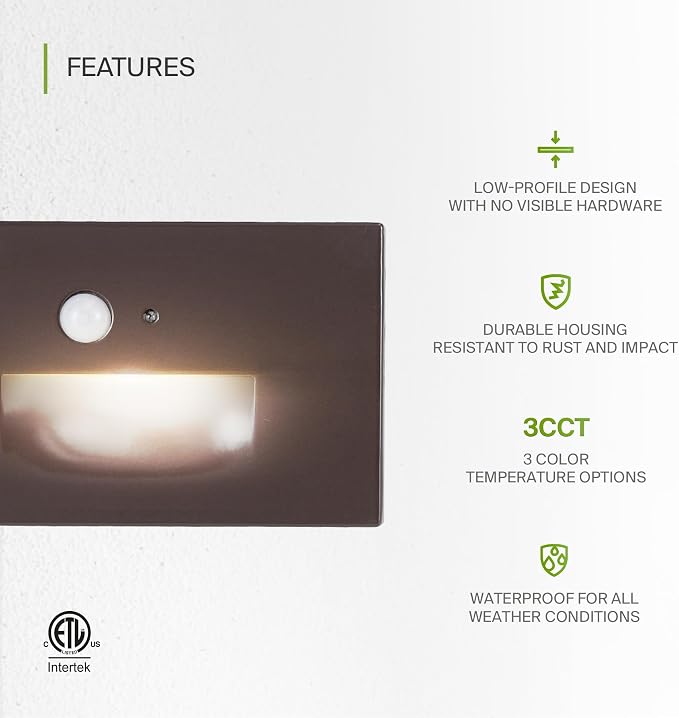 ASD LED Recessed Step Light Fixture, Dusk to Dawn Outdoor Tread Lighting | 3CCT - Image 3