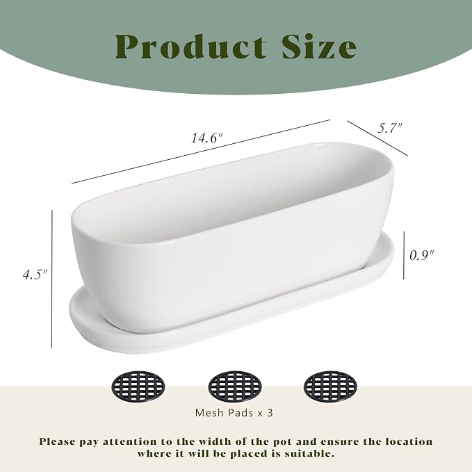 E-liu Oval Ceramic Planter Pot - Image 2