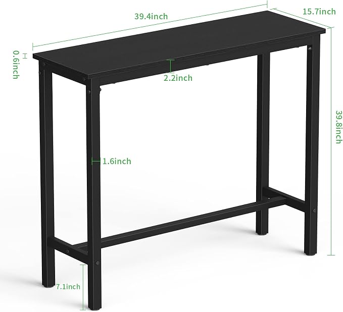 Mr IRONSTONE Bar Table, for Narrow Space, Living Room, Sturdy Metal Frame - Image 3