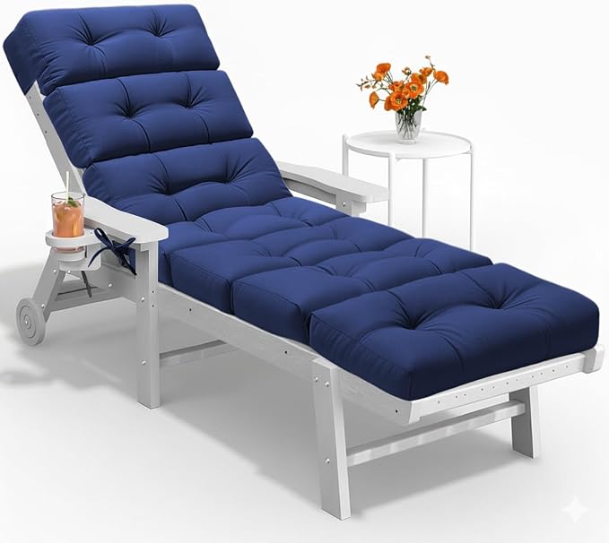 All Weather Chaise Lounge Cushions Outdoor 74.4 x 22 x 4 Inches Lounge Chair by Tycdiose