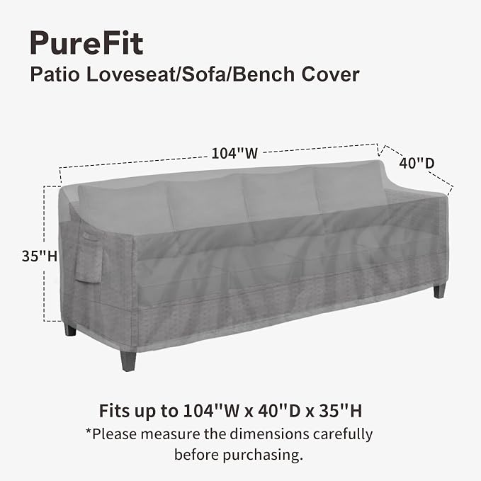 PureFit Outdoor Couch Cover Waterproof Patio Sofa Furniture Covers, 4-Seater - Image 2