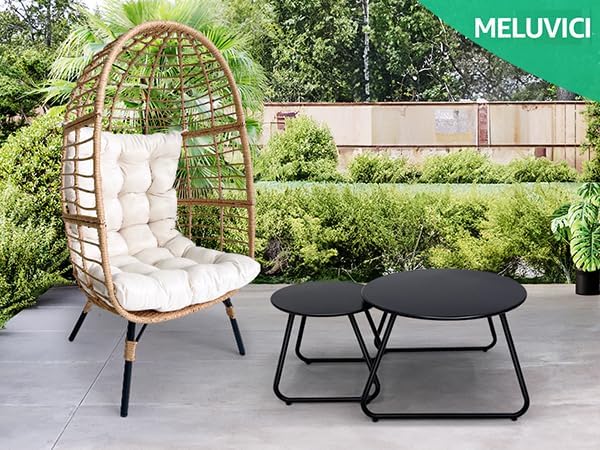 Patio Outdoor Coffee Table Set of 2, Weather Resistant Steel Round End Tables - Image 2