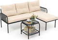 Tangkula 3-Piece L Shaped Patio Furniture Set, PE Rattan Sectional Sofas by TANGKULA