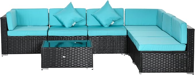 Outsunny 7-Piece Patio Furniture Sets Outdoor Wicker Conversation Sets All - Image 8