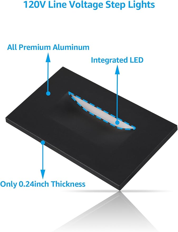 LEONLITE Black 5CCT 120V LED Step Lights, 3.5W 150LM 5%-100% Dimmable - Image 8