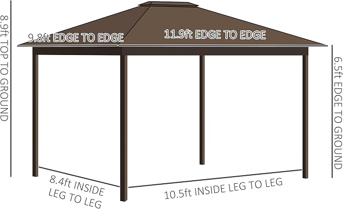 Outsunny 10' x 12' Hardtop Gazebo - Image 7