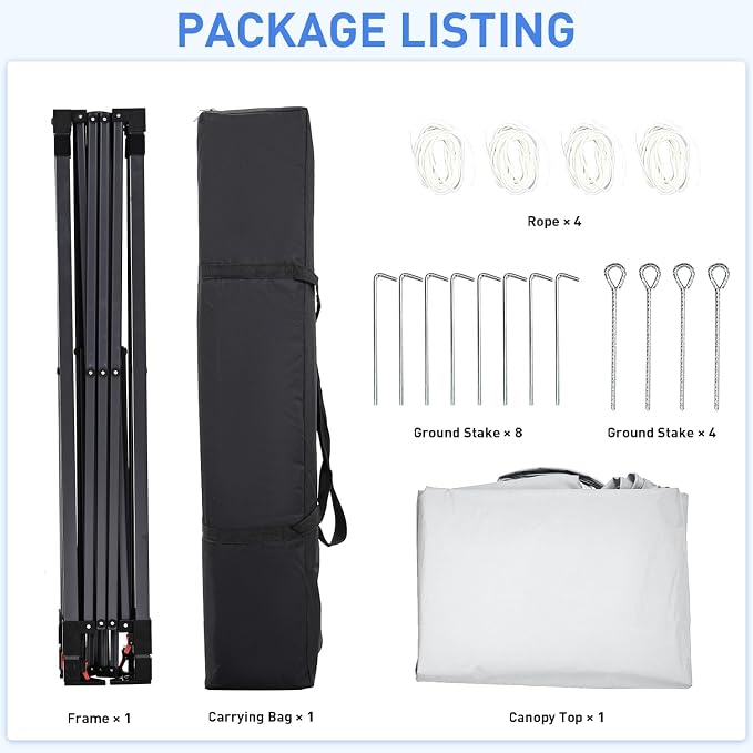 Pop Up Canopy, 10x10 FT Instant Outdoor Canopy Tent - Image 7