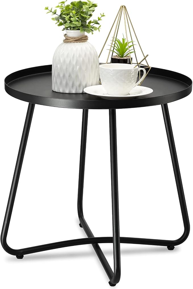 danpinera Outdoor Side Tables, Weather Resistant Steel Patio Side Table by danpinera
