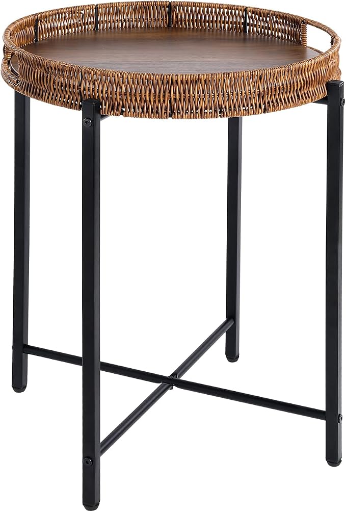 16.5in Round Rattan Side Table by JYXIN