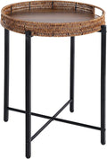 16.5in Round Rattan Side Table by JYXIN