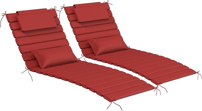 2 Sets of Outdoor Water-Resistant Olefin Chaise Lounge Cushions by Aofeite