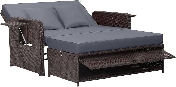 COSTWAY Patio Rattan Daybed by COSTWAY