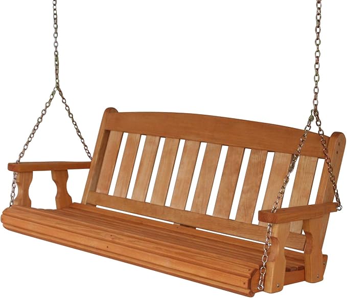 Amish Casual Heavy Duty Mission Treated Porch Swing, Cedar Stain, 8Ft Chains by AmishCasual
