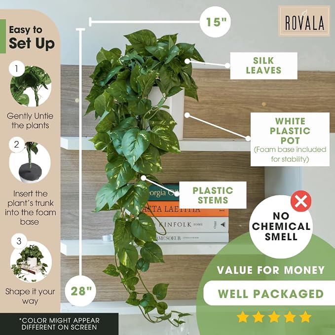 MY ROVALA Silk Plants for Home Decor Indoor in Pot Realistic Artificial Plants - Image 7