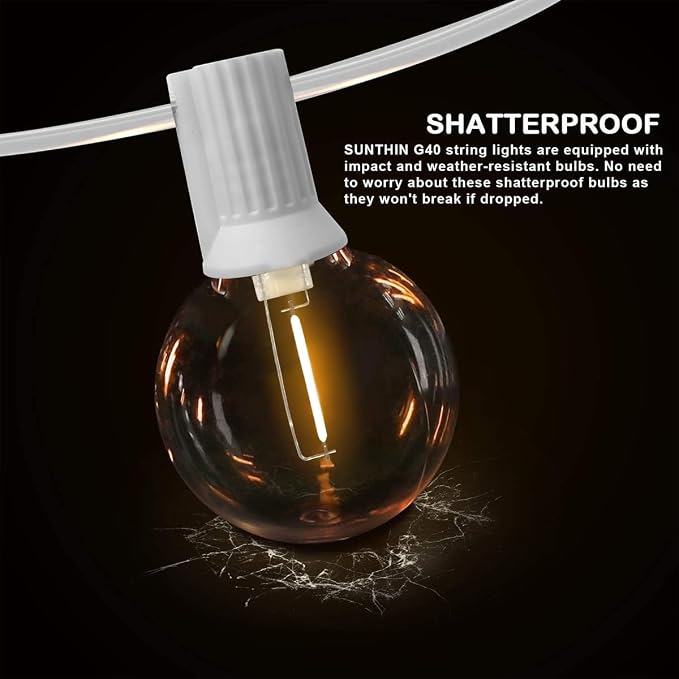 SUNTHIN White String Lights, 97FT White Outdoor Lights - Image 4