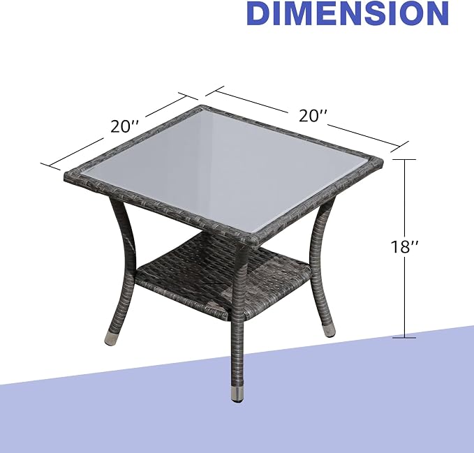 Patiorama Outdoor Wicker Patio Side Table, Weather Resistant Rattan Coffee Table - Image 3
