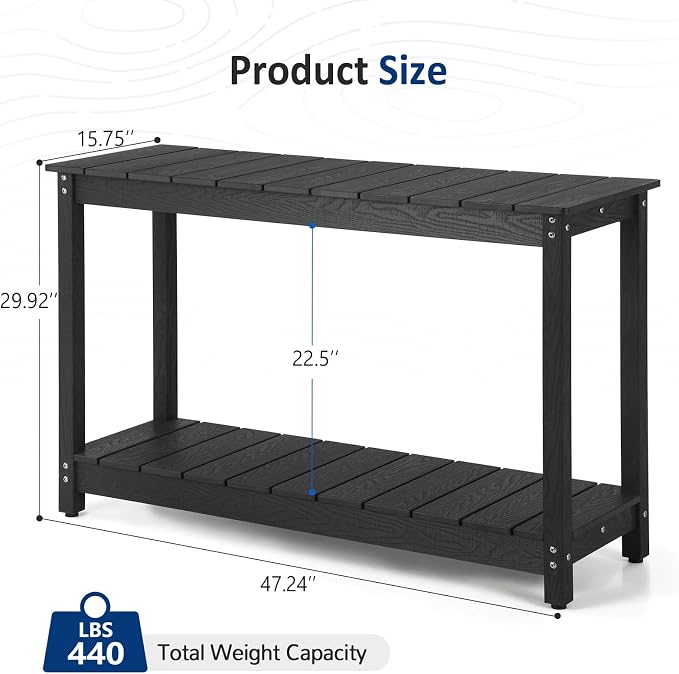 Outdoor Console Table, 440LBS Weight Capacity, 2-Tier Multifunctional Buffet - Image 3