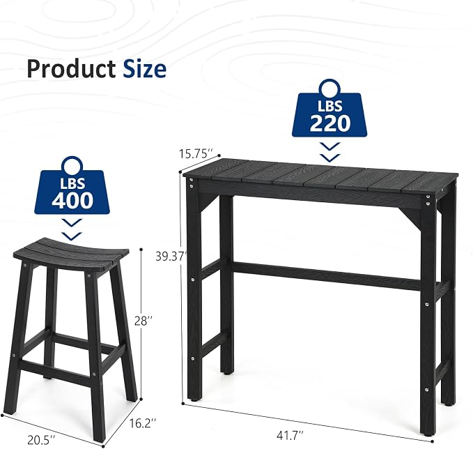 3 Piece Outdoor Bar Set, Poolside and Bistro, Weatherproof - Image 3