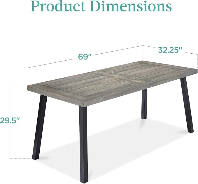 Best Choice Products 6-Person Indoor Outdoor Acacia Wood Dining Table, Picnic - Image 2