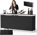 VINGLI 43" Portable Bar Table, 3-Tier Shelves, Carry Bag，Mobile Bar Table by VINGLI