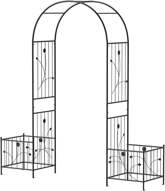 IRONMAX Garden Arch with Planter Boxes, Outdoor Wedding Archway Pergola - Image 9