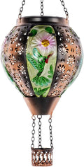 DREAMSOUL Hummingbird Hot Air Balloon Solar Lantern, Metal & Glass Flickering by DREAMSOUL