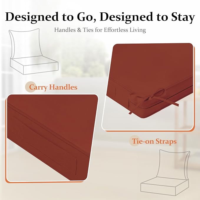 downluxe 22x22 Outdoor Chair Cushions, Waterproof Fade Resistant Patio - Image 4