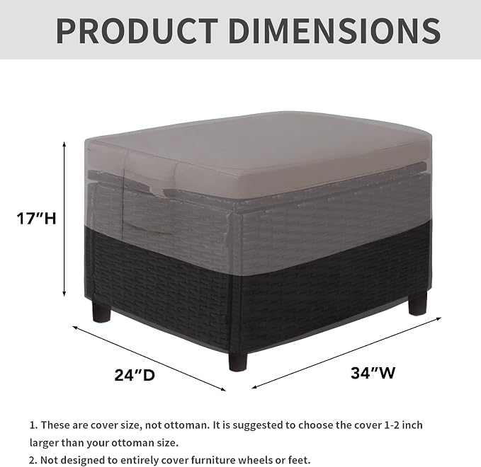 Easy-Going Outdoor Ottoman Cover, Waterproof Patio Ottoman Cover, Heavy Duty - Image 2