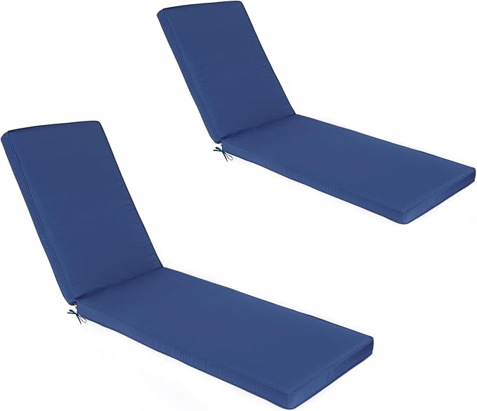 Outdoor Chaise Lounge Chair Cushions 2 Pack, Thick Waterproof Patio Pool Lounge by BetterQualityBetterLife