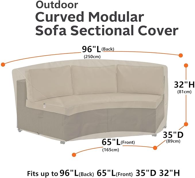 Curved Patio Furniture Cover for Outdoor Sectional Sofa, Lawn Outside Garden - Image 6