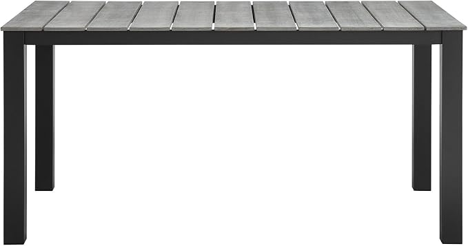 Modway Maine Aluminum Outdoor Patio 63" Dining Table in Brown Gray - Image 3