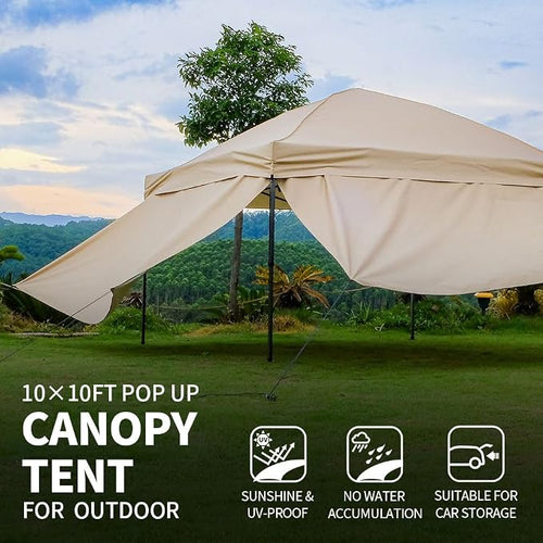 10x10 Pop Up Canopy Tent with 2 Sidewalls, Easy Up Canopy Outdoor Party Sun - Image 2