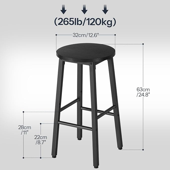 HOOBRO Bar Stools, Bar stools Set of 2, Counter Height Bar Stools, 24.8" - Image 3